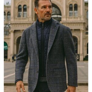 Acquaviva I Feel It 100% Wool Winter Lined Puffer Zipper Blazer Grey Jack Pet Si